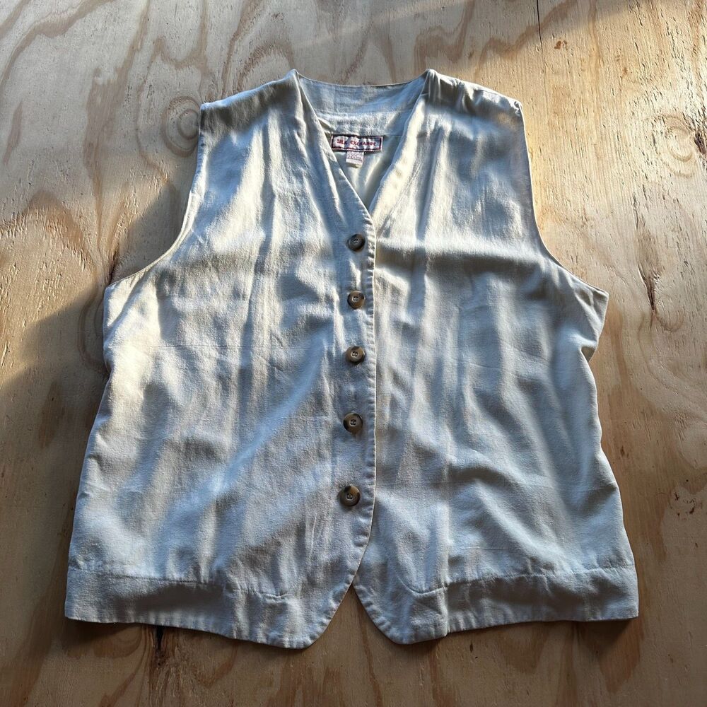 Vintage Silk Exchange Cream Raw Silk Vest - 24W